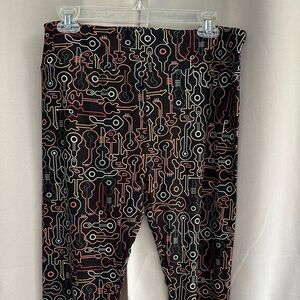 LuLaRoe Black Guitar Patterned Leggings TC tall and curvy XL